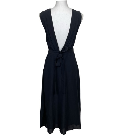 & Other Stories NEW Black Sleeveless High Neck Tie Waist Open Back Midi Dress - Picture 3 of 13